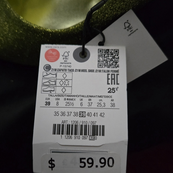 NWT Zara Wickedly Good Sparkling Green Heels - Picture 2 of 14